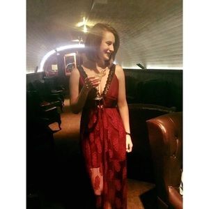 Maroon Lace Maxi Dress size medium